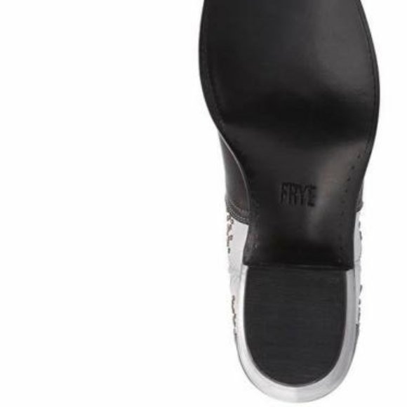 RARE Frye Tulsa Stud White Black Cowboy Pull-On Vintage Party/Festival Low Boots - Picture 12 of 14